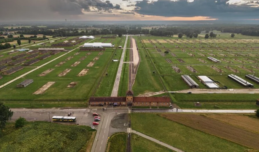 Aerial view of Auschwitz camp